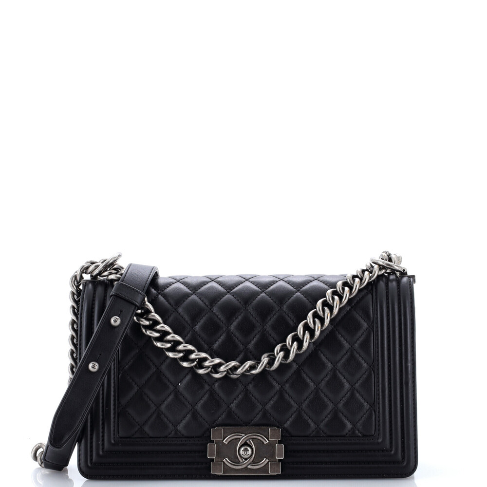 Chanel Old Medium Boy Flap Bag Quilted Lambskin